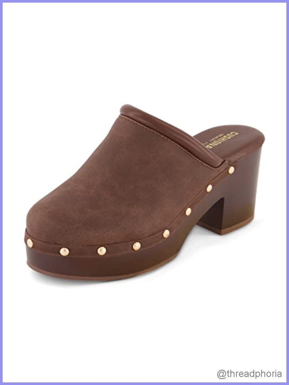 Women's Heeled Mules Clogs Faux Leather Studded Memory Foam Slip-On Platform